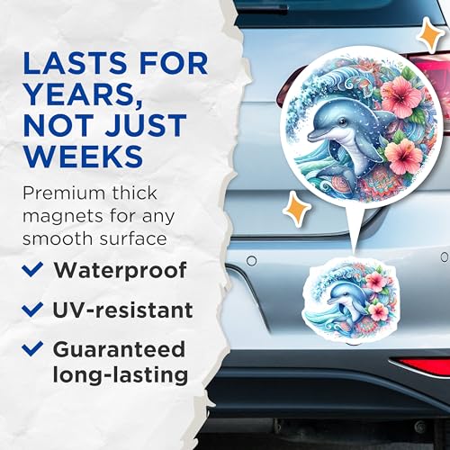 (2 Pack) Colorful Decor Magnet - 5" On Longest Side - Sticks to Smooth Flat Surfaces - Made in USA - MAG9486
