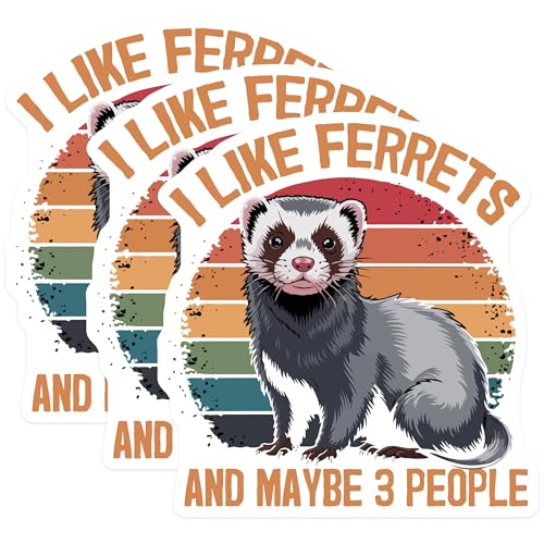 (3 Pack) Ferret Decals - Funny Animal Decal - Ferret Lover Gift - 3 Inches On Longest Side - Easy Peel & Apply - Made in USA - 3MCS4822