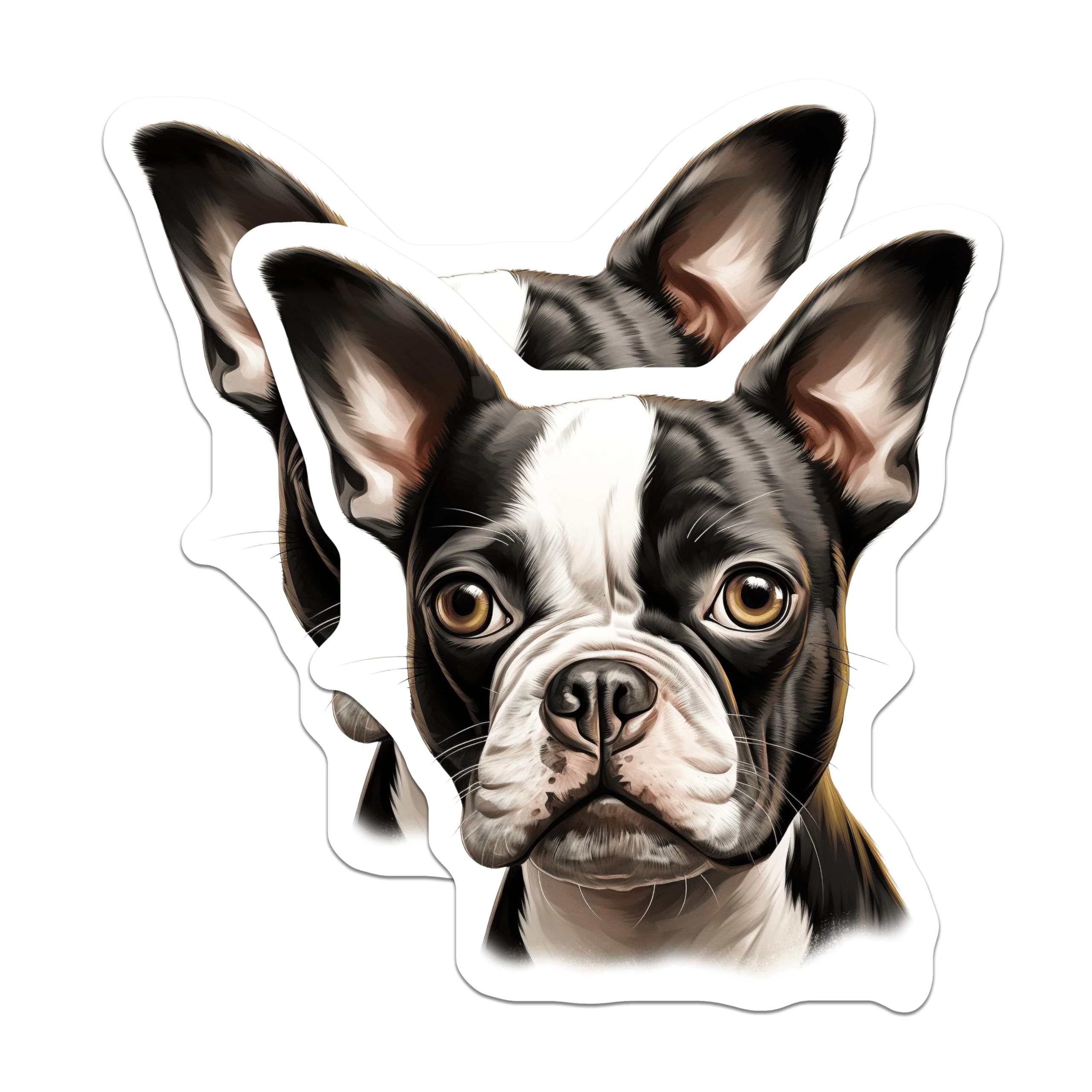 (2 Pack) Boston Terrier Magnets - Dog Breed Art - Pet Owner Appreciation - Animal Lover Decor - Cute Dog Fridge Magnet - 5 Inches On Longest Side - Thick Durable Magnet - Made in USA - MAG28628