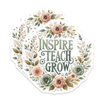 (2 Pack) Inspire Teach Grow Magnets - Motivational Teacher - Floral Classroom - Inspirational Educator - 5" On Longest Side - for Cars, Fridges, Toolboxes - Made in USA - MAG4418