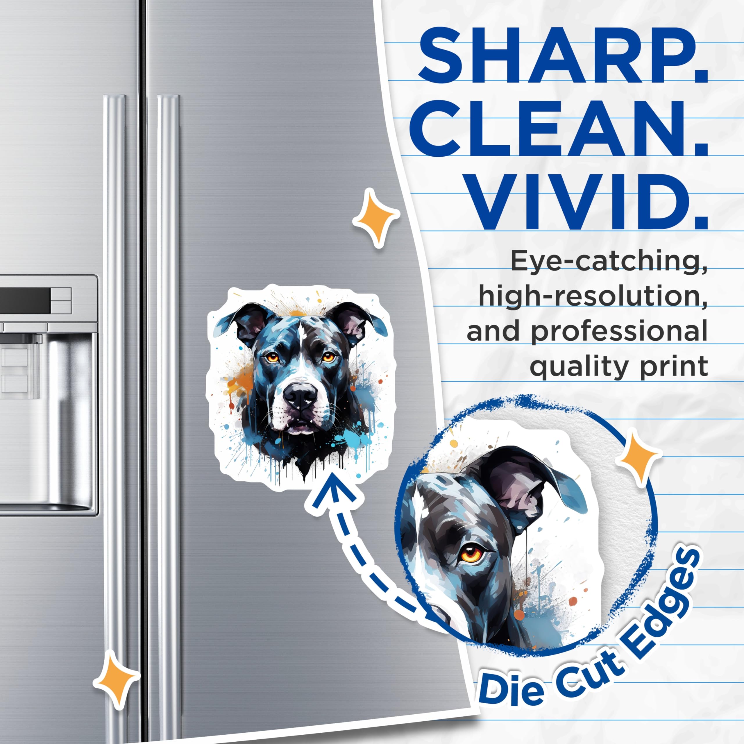 (2 Pack) Pitbull Magnets - Watercolor Dog Art - Pet Lover Fridge Decor - 5 Inches On Longest Side - Thick Durable Magnet - Made in USA - MAG26274