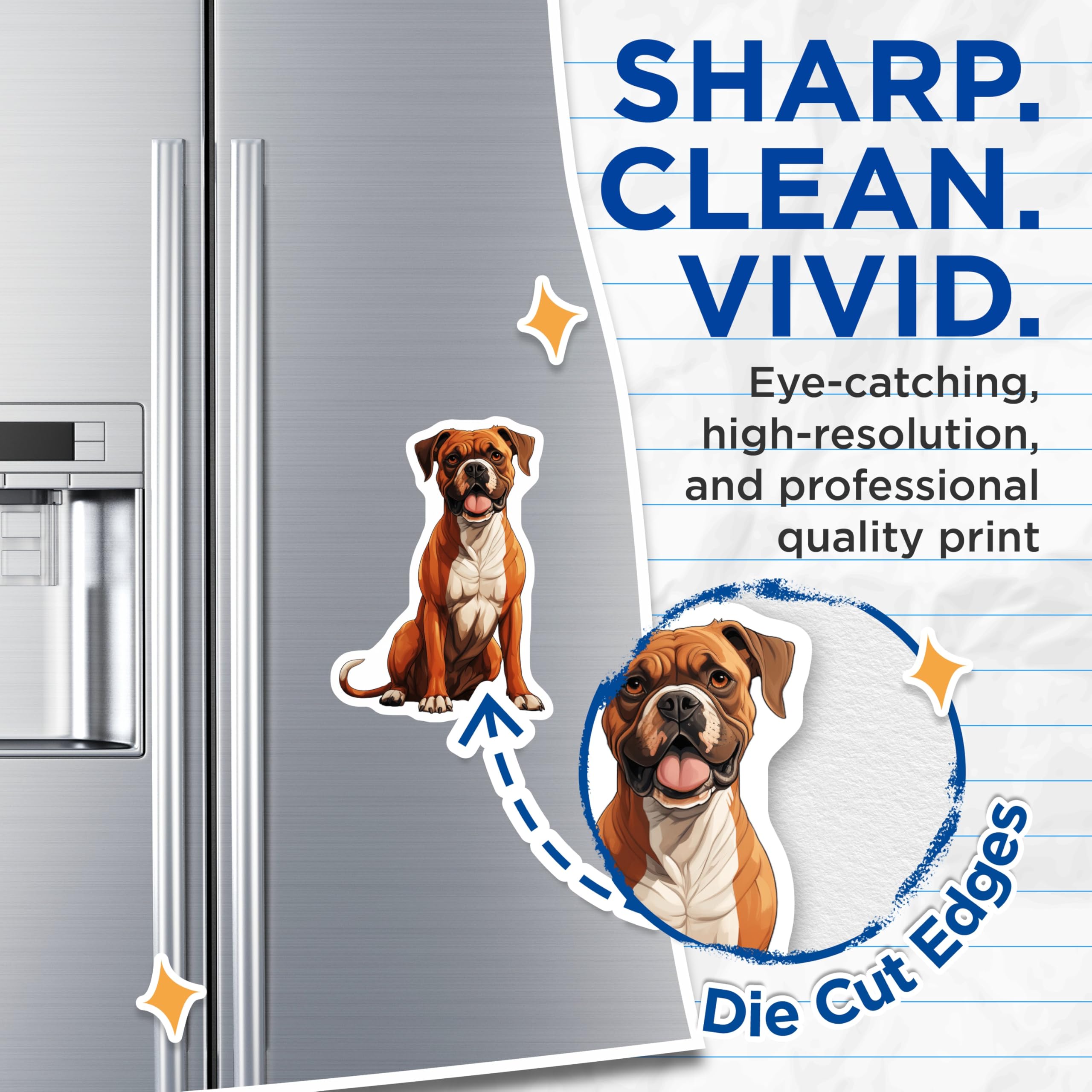 (2 Pack) Boxer Dog Magnets - Fawn Boxer Art - Dog Lover Collectible - Pet Parent Decor - Canine Companion Display - 5 Inches On Longest Side - Thick Durable Magnet - Made in USA - MAG27950