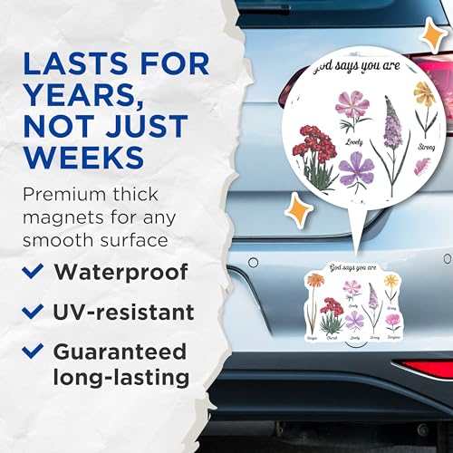 (2 Pack) Inspirational Floral Magnets - Uplifting Quote Magnets - Motivational Flower Magnets - 5" On Longest Side - for Cars, Fridges, Toolboxes - Made in USA - MAG6632