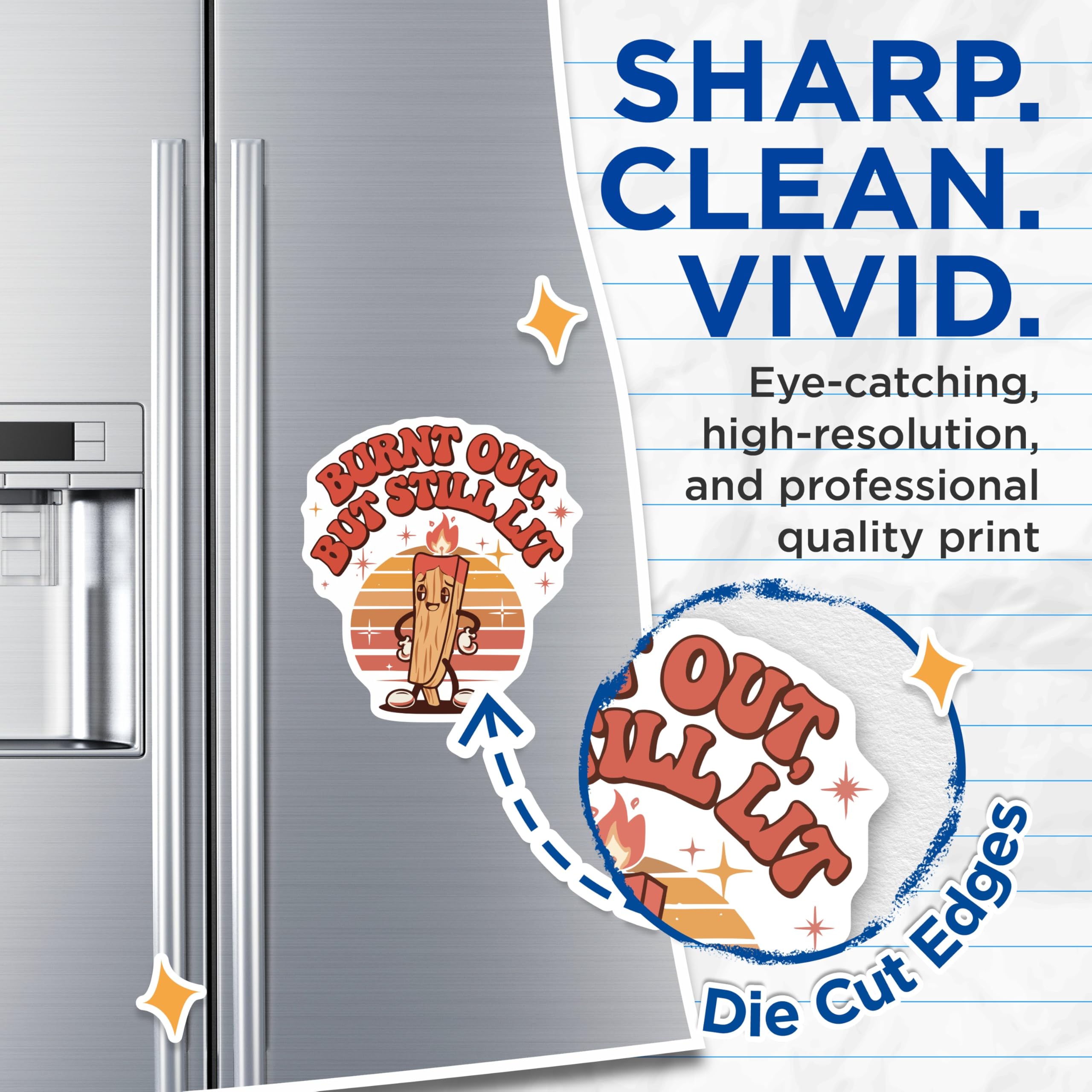 (2 Pack) Burnt Out But Still Lit Magnets - Humorous Matchstick - Positive Vibe Refrigerator Decor - 5 Inches On Longest Side - Thick Durable Magnet - Made in USA - MAG21931