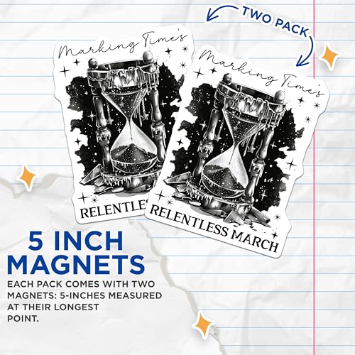 (2 Pack) Marking Time's Relentless March Magnets - Hourglass with Stars - Time Management Decor - 5" On Longest Side - for Cars, Refrigerators, Toolboxes, Lockers - Made in USA BMCS3527