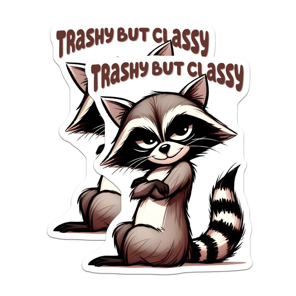 (2 Pack) Raccoon Trashy Classy Magnets - Funny Raccoon Art - Sarcastic Home Decor - 5" On Longest Side - Premium Magnet - for Cars, Refrigerators, Toolboxes, Lockers - Made in USA - MAG17112