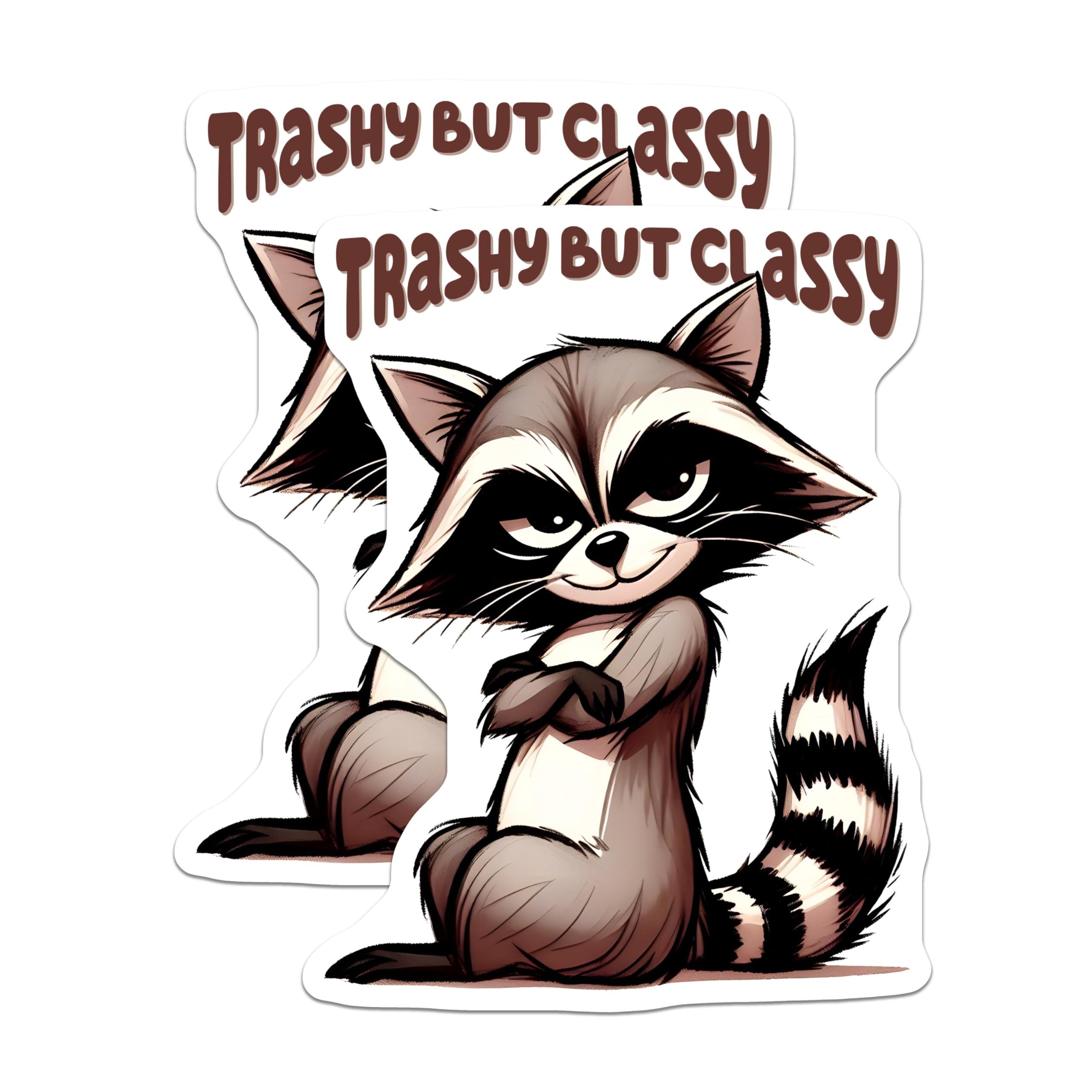 (2 Pack) Raccoon Trashy Classy Magnets - Funny Raccoon Art - Sarcastic Home Decor - 5" On Longest Side - Premium Magnet - for Cars, Refrigerators, Toolboxes, Lockers - Made in USA - MAG17112