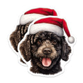 (2 Pack) Christmas Poodle Dog Magnets - Santa Hat Pet Holiday Decor - Cute Animal Refrigerator Magnets - 5 Inches On Longest Side - Thick Durable Magnet - Made in USA - MAG25427