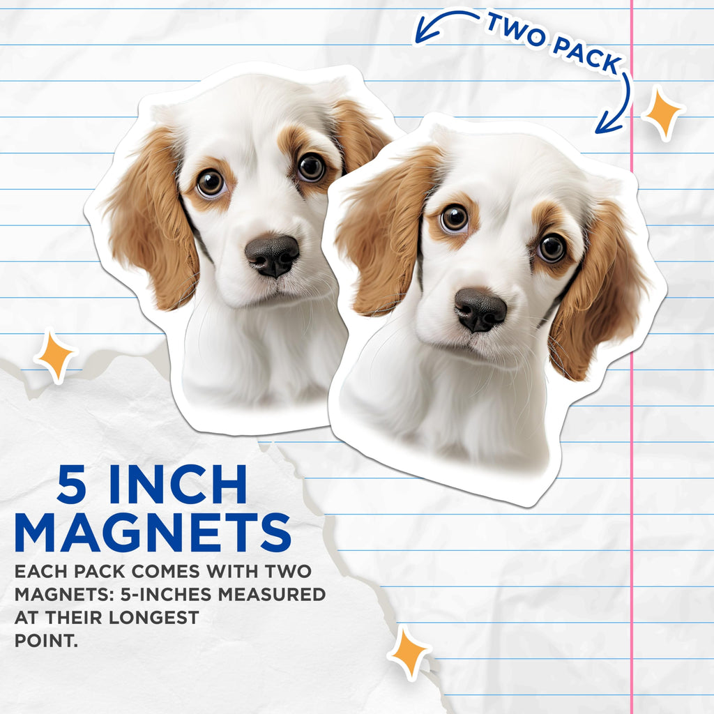 (2 Pack) Adorable Puppy Magnets - Dog Lover Decor - Pet Owner Refrigerator Magnets - 5 Inches On Longest Side - Thick Durable Magnet - Made in USA - MAG25365