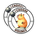(2 Pack) I Choose Violence Stickers - Capybara Stickers - Funny Animal Stickers - 5" On Longest Side - Sticks to Any Smooth Flat Surface - Made in USA - BMCS3256