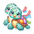 (2 Pack) Kawaii Turtle Magnets - Colorful Sea Creature Decor - Nautical Nursery Kids Room - 5 Inches On Longest Side - Thick Durable Magnet - Made in USA - MAG21154