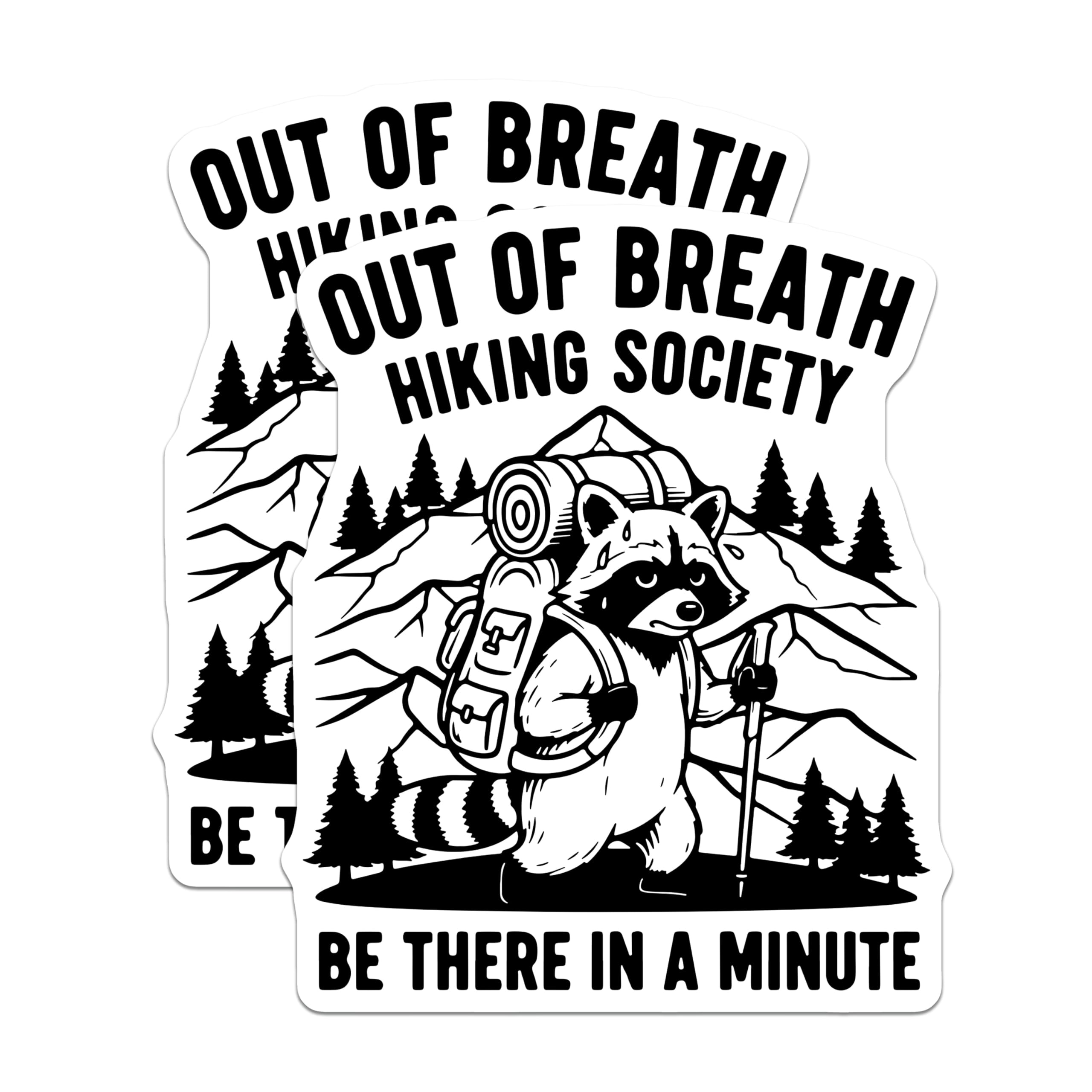 (2 Pack) Hiking Society Magnets - Raccoon Hiker Decor - Funny Animal Fridge Magnets - 5" On Longest Side - Premium Magnet - for Cars, Refrigerators, Toolboxes, Lockers - Made in USA - MAG14080