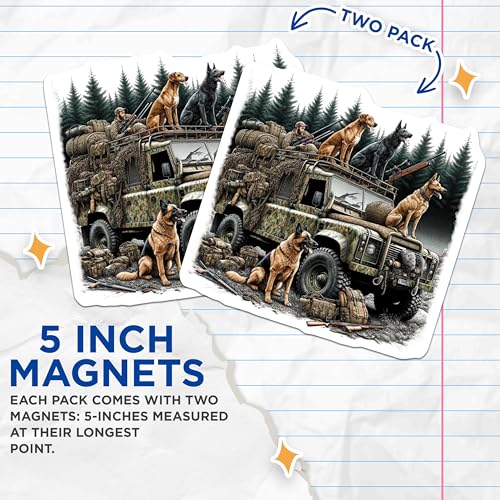 (2 Pack) Hunting Dogs Magnets Magnets - Hunter Dog Art - Outdoor Adventure - 5" On Longest Side - Made in USA - Sticks to Refrigerators & Metal Surfaces - MAG8659