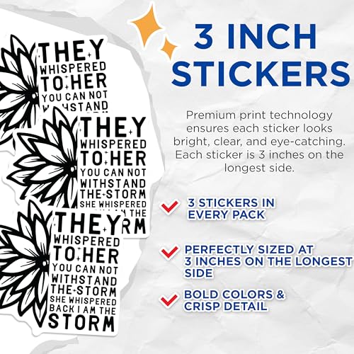 (3 Pack) Sunflower Decals - I Am The Storm Sticker - Laptop Decals - 3 Inches On Longest Side - Easy Peel & Apply - Made in USA - 3MCS1870