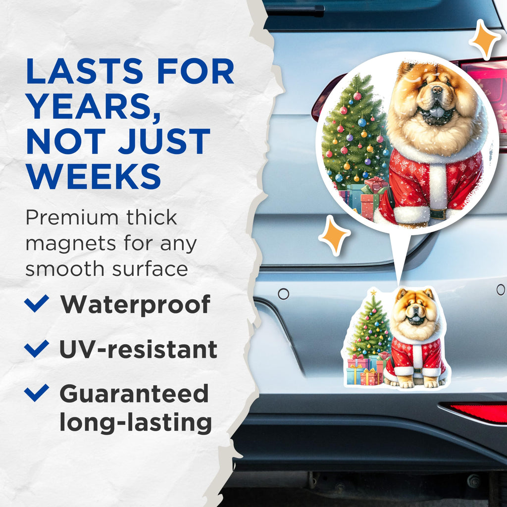 (2 Pack) Chow Chow Christmas Magnets - Santa Dog Holiday - Pet Lover Decor - 5 Inches On Longest Side - Thick Durable Magnet - Made in USA - MAG25086