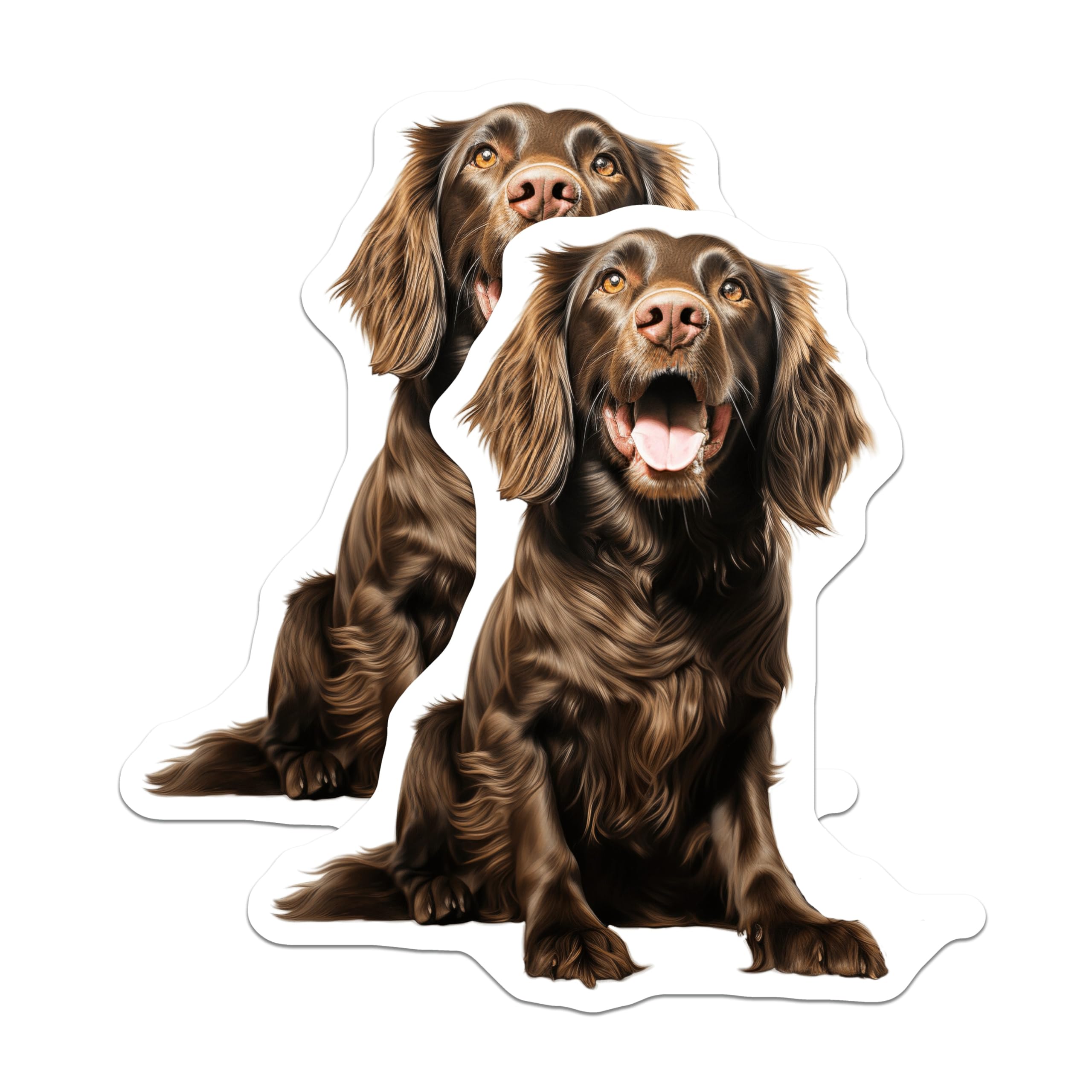 (2 Pack) Happy Brown Long Haired Dog Magnets - Pet Lover Kitchen Decor - Dog Mom Refrigerator Accent - 5 Inches On Longest Side - Thick Durable Magnet - Made in USA - MAG28999
