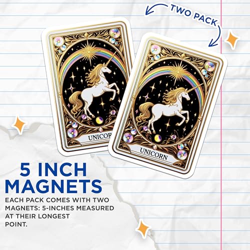 (2 Pack) Rainbow Unicorn Magnet - Magical Unicorn Decor - 5" On Longest Side - Sticks to Smooth Flat Surfaces - Made in USA - MAG10142