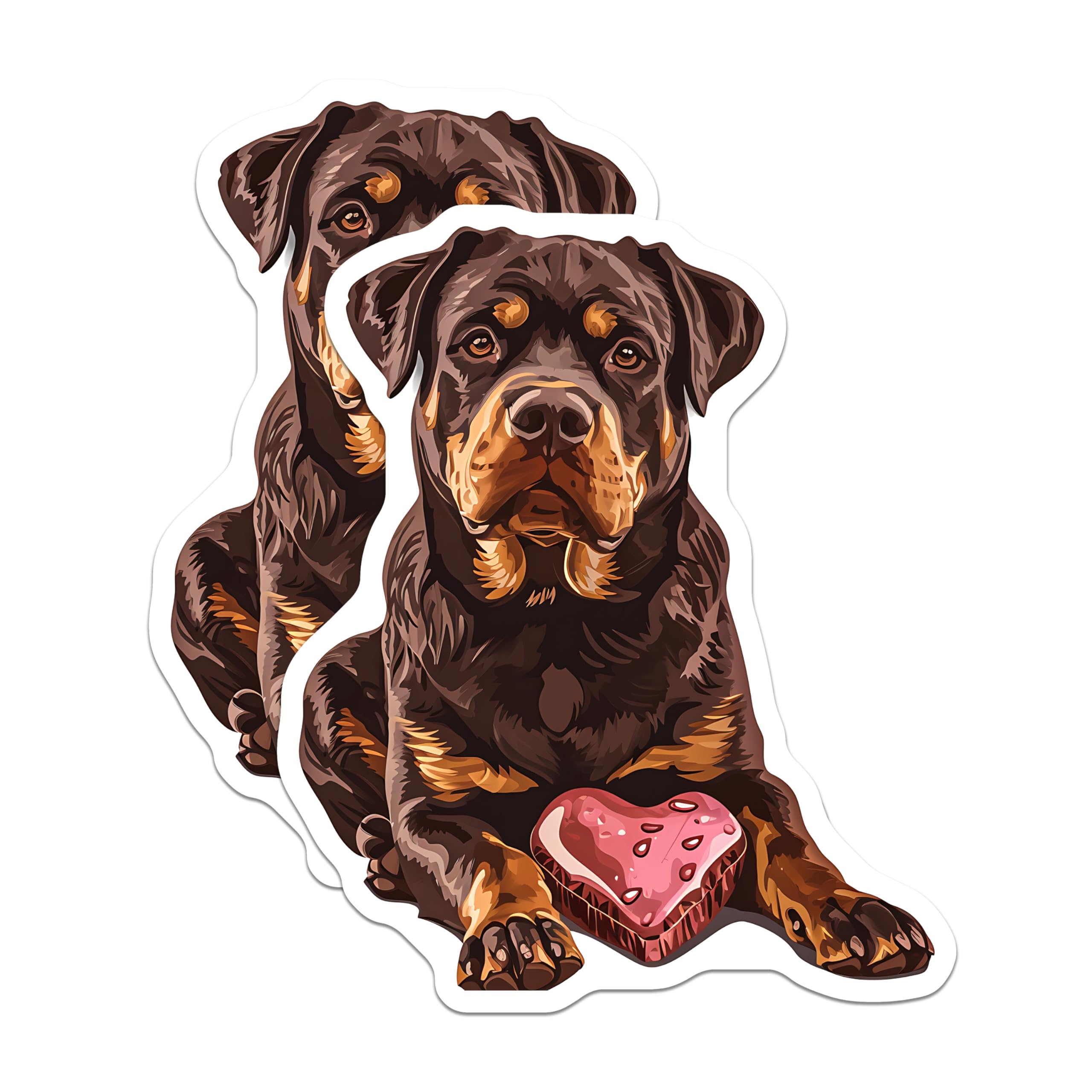 (2 Pack) Rottweiler Dog Magnets - Heart Candy Decor - Cute Pet Refrigerator Locker - 5" On Longest Side - Premium Magnet - for Cars, Refrigerators, Toolboxes, Lockers - Made in USA - MAG16624