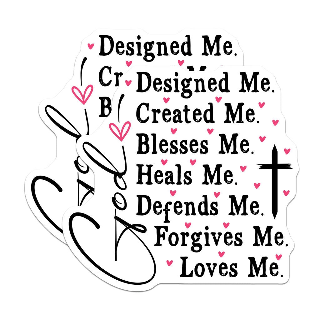 (2 Pack) Christian Magnets - God Loves Me Designed Me - Inspirational Faith Decor - 5 Inches On Longest Side - Thick Durable Magnet - Made in USA - MAG19585