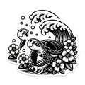 (2 Pack) Hawaiian Sea Turtle Magnets - Ocean Wave Plumeria Flowers - Coastal Beach Aesthetic Fridge Decor - 5 Inches On Longest Side - Thick Durable Magnet - Made in USA - MAG39976