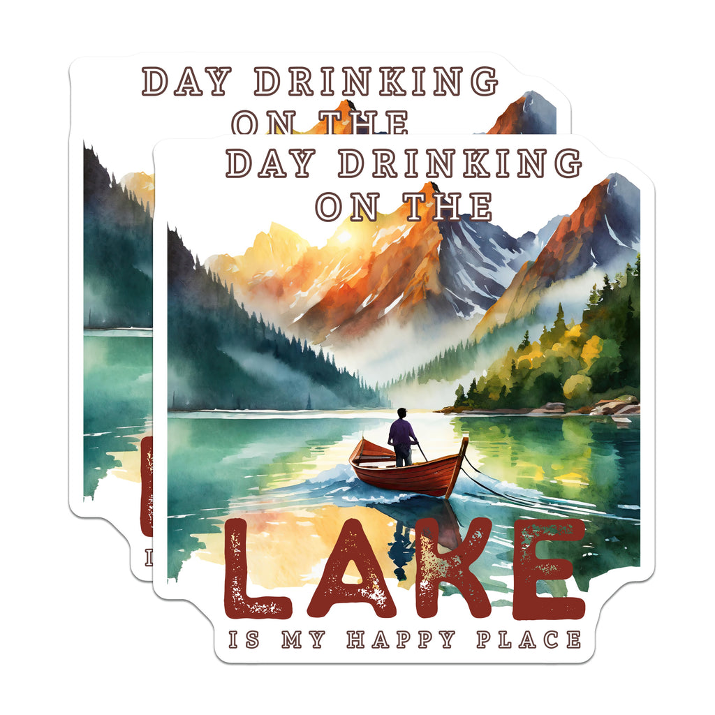 (2 Pack) Day Drinking Lake Magnets - Funny Lake Quote - Mountain Lake Decor - Boating Enthusiast Present - 5 Inches On Longest Side - Thick Durable Magnet - Made in USA - MAG37984
