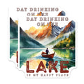 (2 Pack) Day Drinking Lake Magnets - Funny Lake Quote - Mountain Lake Decor - Boating Enthusiast Present - 5 Inches On Longest Side - Thick Durable Magnet - Made in USA - MAG37984