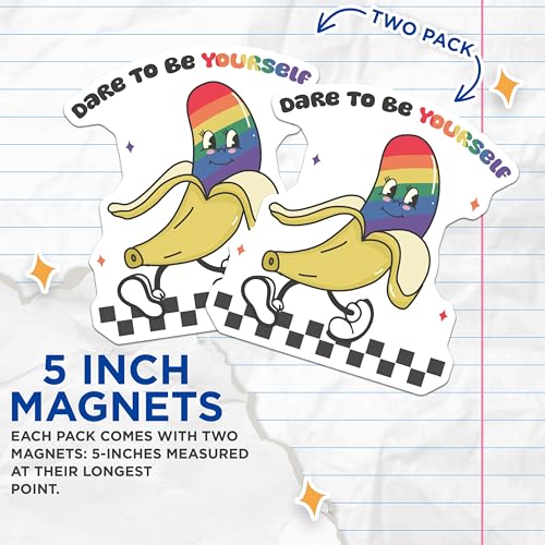 (2 Pack) Fun Pride Magnets - Dare to Be Yourself - Colorful Baa Magnets - 5" On Longest Side - for Cars, Fridges, Toolboxes - Made in USA - MAG6971