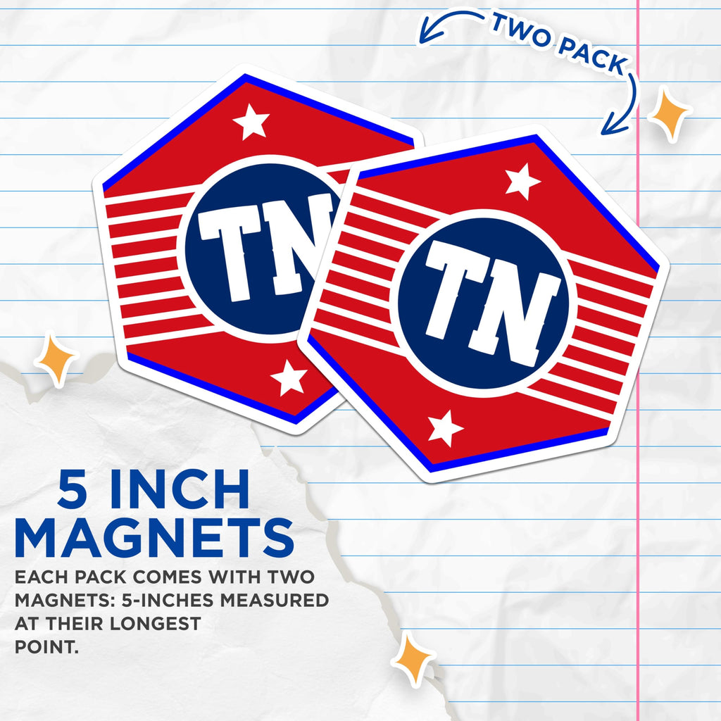 (2 Pack) Tennessee State Magnets - TN Pride Souvenir - USA Patriotic Fridge Decor - 5" On Longest Side - Premium Magnet - for Cars, Refrigerators, Toolboxes, Lockers - Made in USA - MAG18822