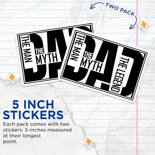 (2 Pack) Dad Fixer of All Things Stickers - The Man The Myth The Legend Stickers - Father Appreciation Decal - 5" On Longest Side - Sticks to Smooth Flat Surfaces - Made in USA - BMCS4676