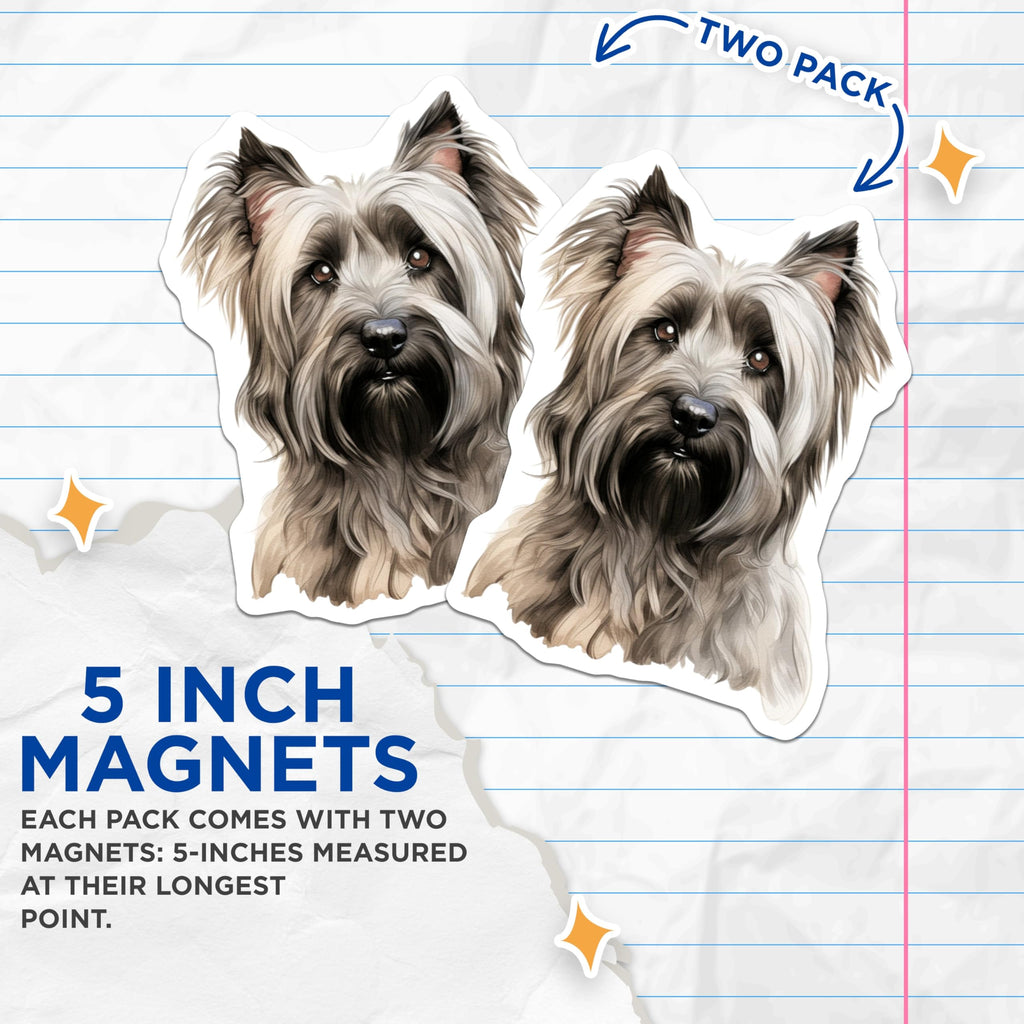 (2 Pack) Cairn Terrier Magnets - Dog Lover Kitchen Decor - Pet Owner Refrigerator Art - 5 Inches On Longest Side - Thick Durable Magnet - Made in USA - MAG26308
