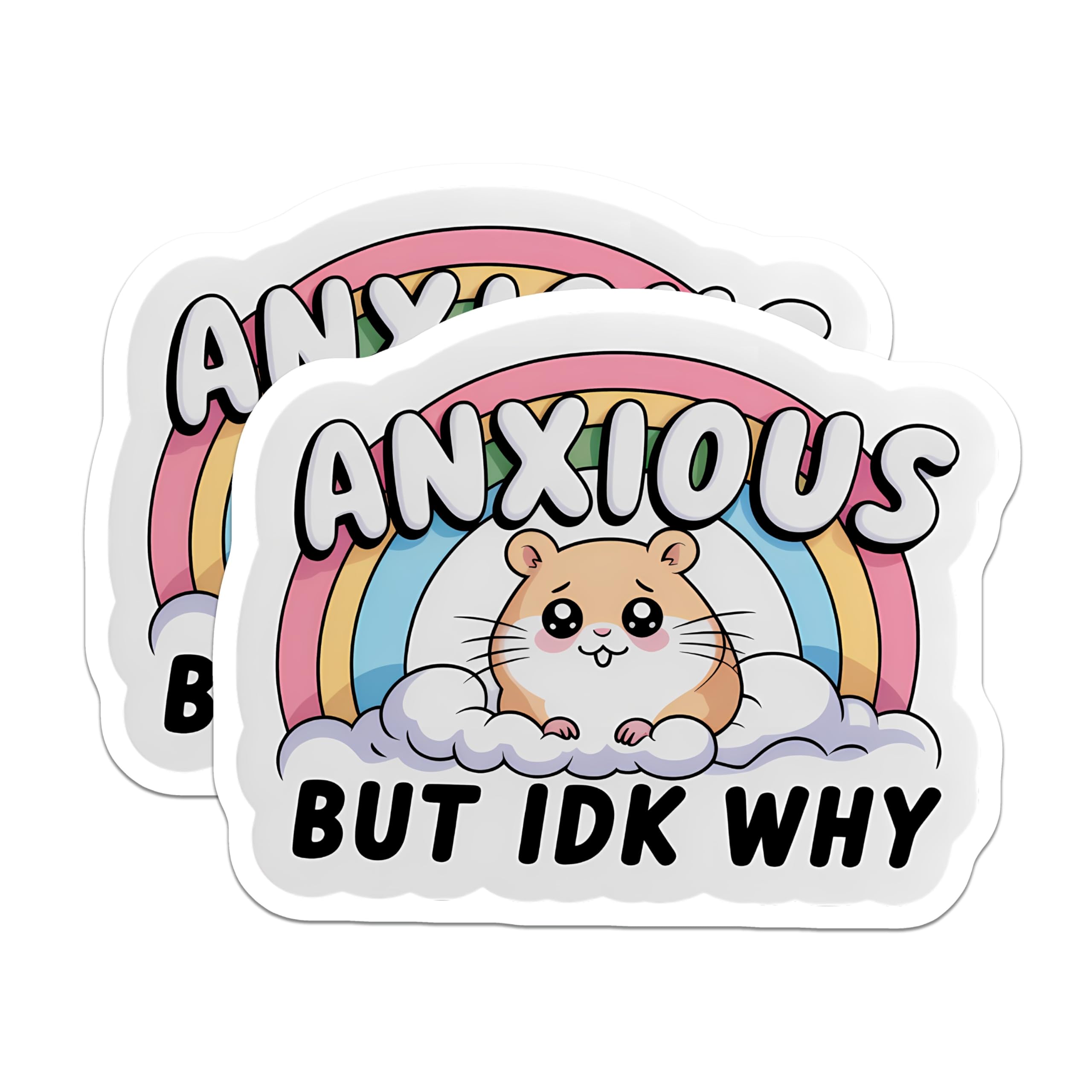 (2 Pack) Anxious Hamster Magnets - Funny Mental Health Decor - Cute Animal Lover Refrigerator Locker Accessory - Quirky Humor - 5 Inches On Longest Side - Thick Durable Magnet - Made in USA - MAG22670