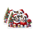 (2 Pack) Christmas Bulldog Magnets - Santa Hat Dog Holiday Pet Decor - Festive Xmas Puppies Refrigerator Animals - 5 Inches On Longest Side - Thick Durable Magnet - Made in USA - MAG23487