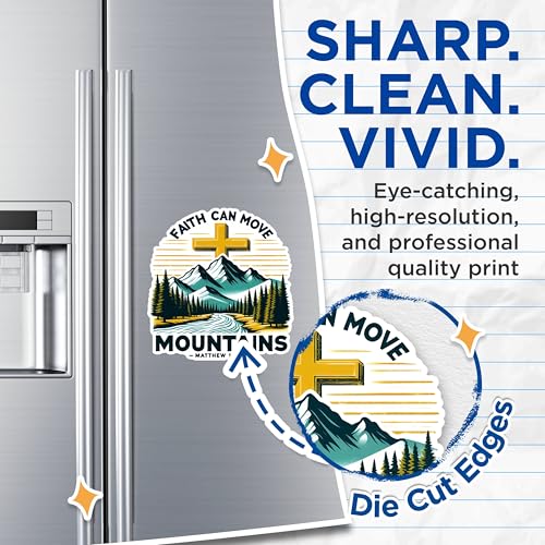 (2 Pack) Faith Can Move Mountains Magnets - Inspirational Bible Verse Magnets - Spiritual Faith Magnets- 5" On Longest Side - for Fridges, Toolboxes, Cars - Made in USA - MAG2840