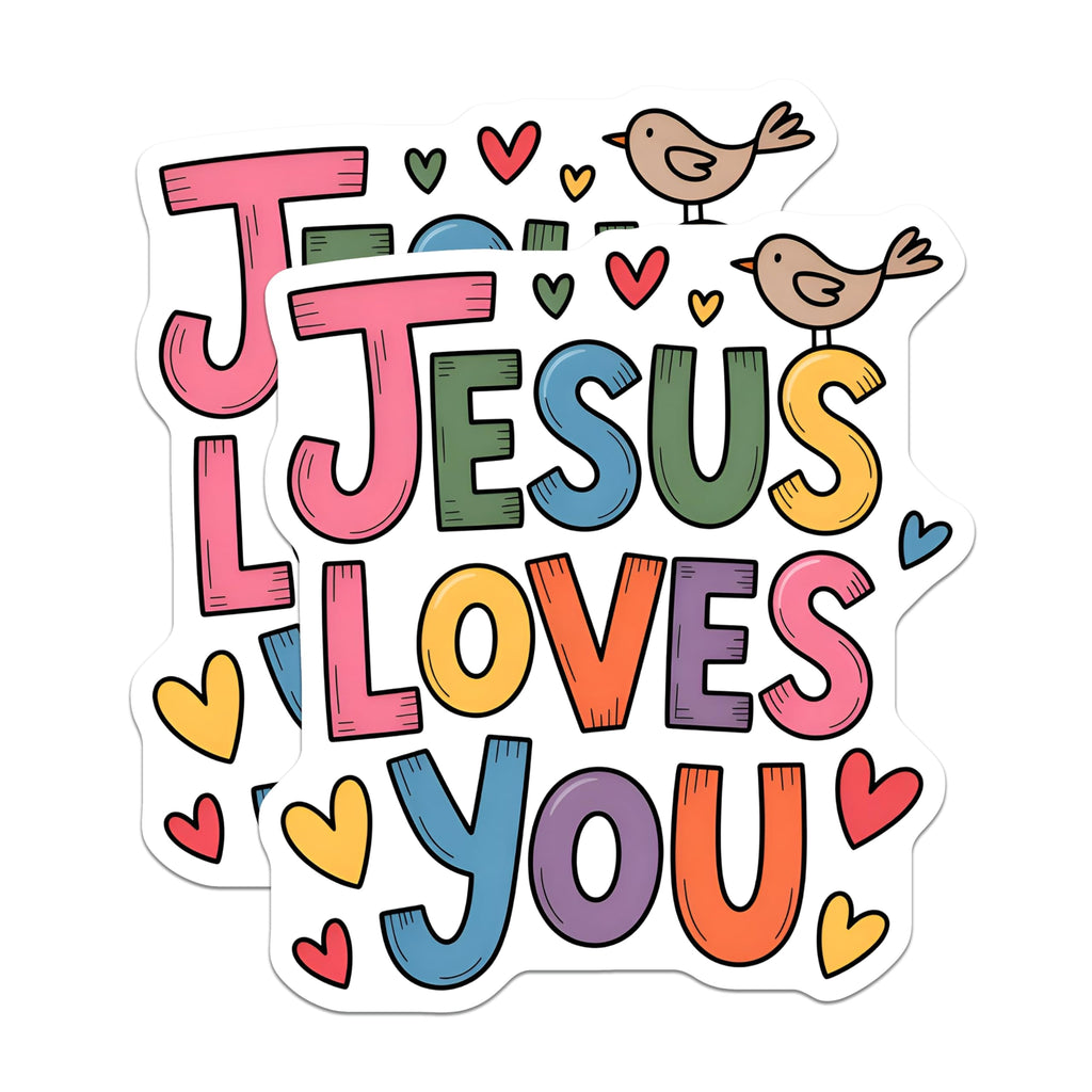 (2 Pack) Jesus Loves You Magnets - Christian Religious Decal - Faith Inspired Artwork - 5 Inches On Longest Side - Thick Durable Magnet - Made in USA - MAG22899
