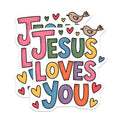 (2 Pack) Jesus Loves You Magnets - Christian Religious Decal - Faith Inspired Artwork - 5 Inches On Longest Side - Thick Durable Magnet - Made in USA - MAG22899