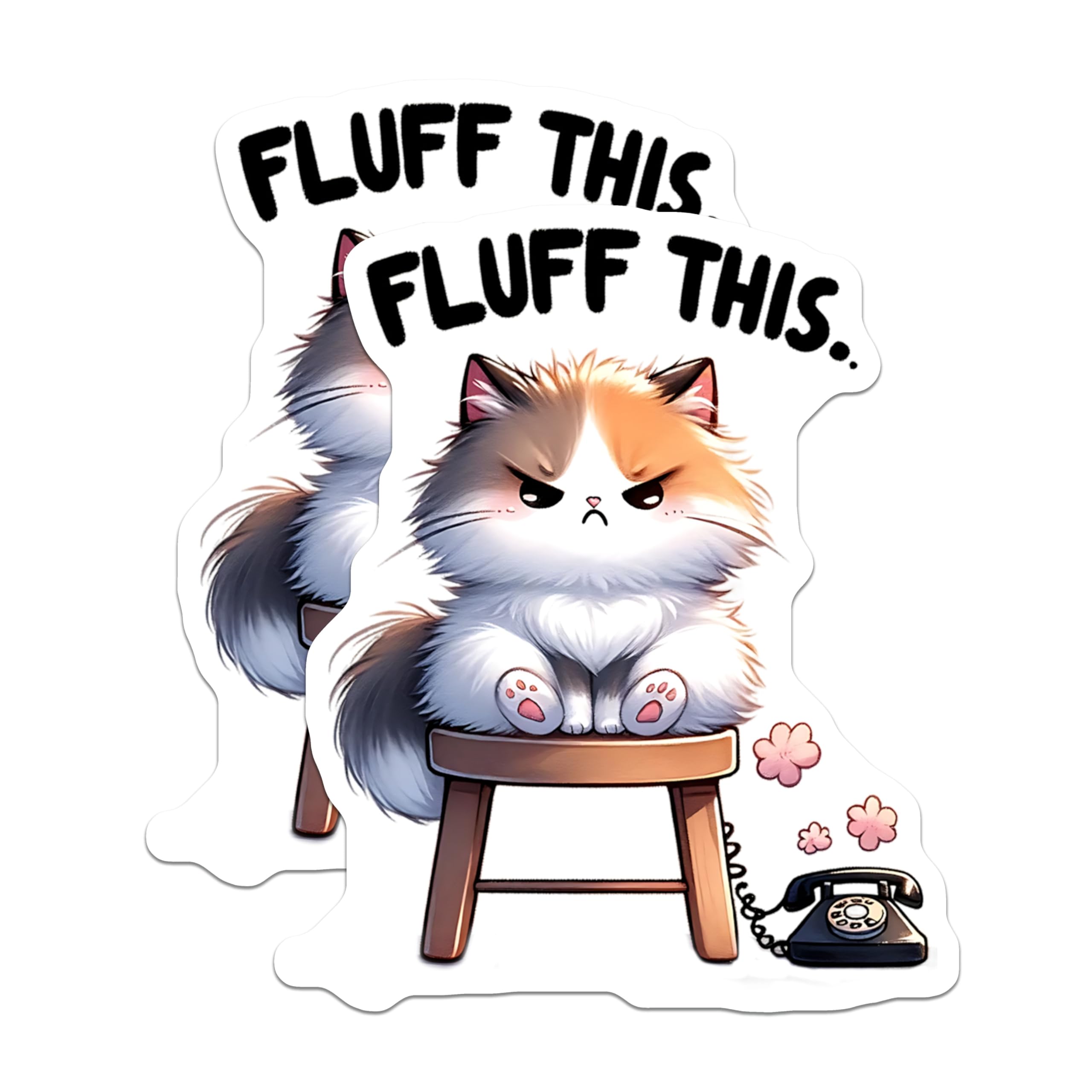 (2 Pack) Grumpy Cat Magnets - Fluffy Cat Design - Cute Animal Refrigerator Magnets - 5" On Longest Side - Premium Magnet - for Cars, Refrigerators, Toolboxes, Lockers - Made in USA - MAG15364