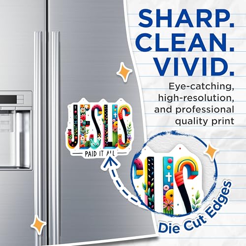 (2 Pack) Jesus Paid It All Magnets - Christian Faith Magnets - Religious Home Decor - 5" On Longest Side - for Cars, Refrigerators, Toolboxes, Lockers - Made in USA BMCS3118