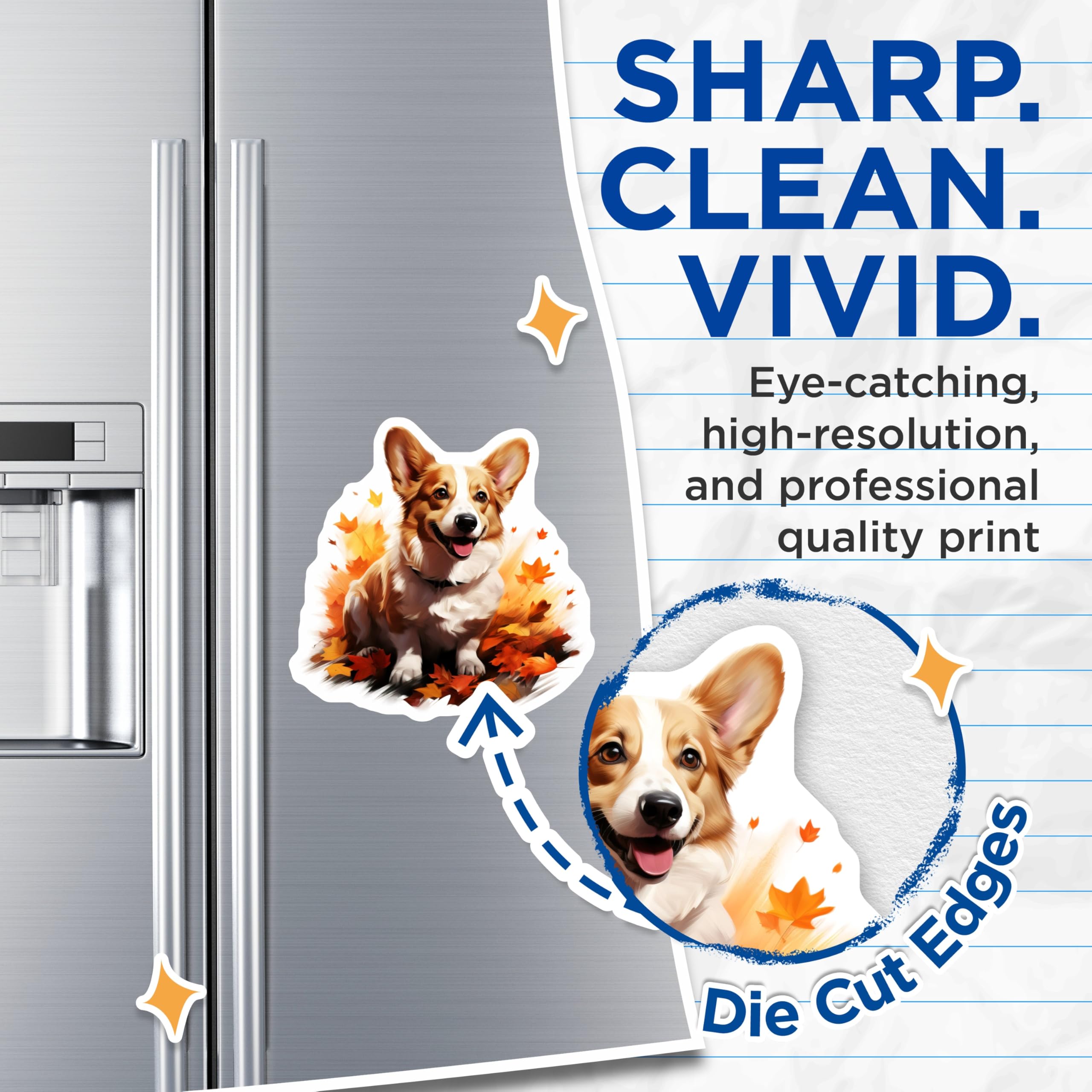 (2 Pack) Corgi Autumn Magnets - Fall Leaves Decor - Cute Dog Lover Pet Parent Kitchen Magnets - 5 Inches On Longest Side - Thick Durable Magnet - Made in USA - MAG27930
