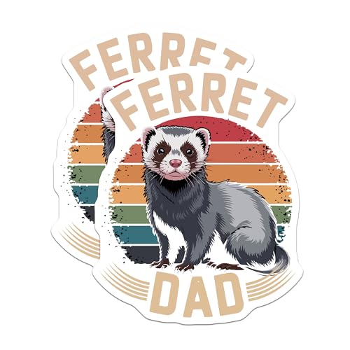 (2 Pack) Ferret Dad Stickers - Pet Owner - Animal Enthusiast Art - 5" On Longest Side - Sticks to Smooth Flat Surfaces - Made in USA - BMCS6055