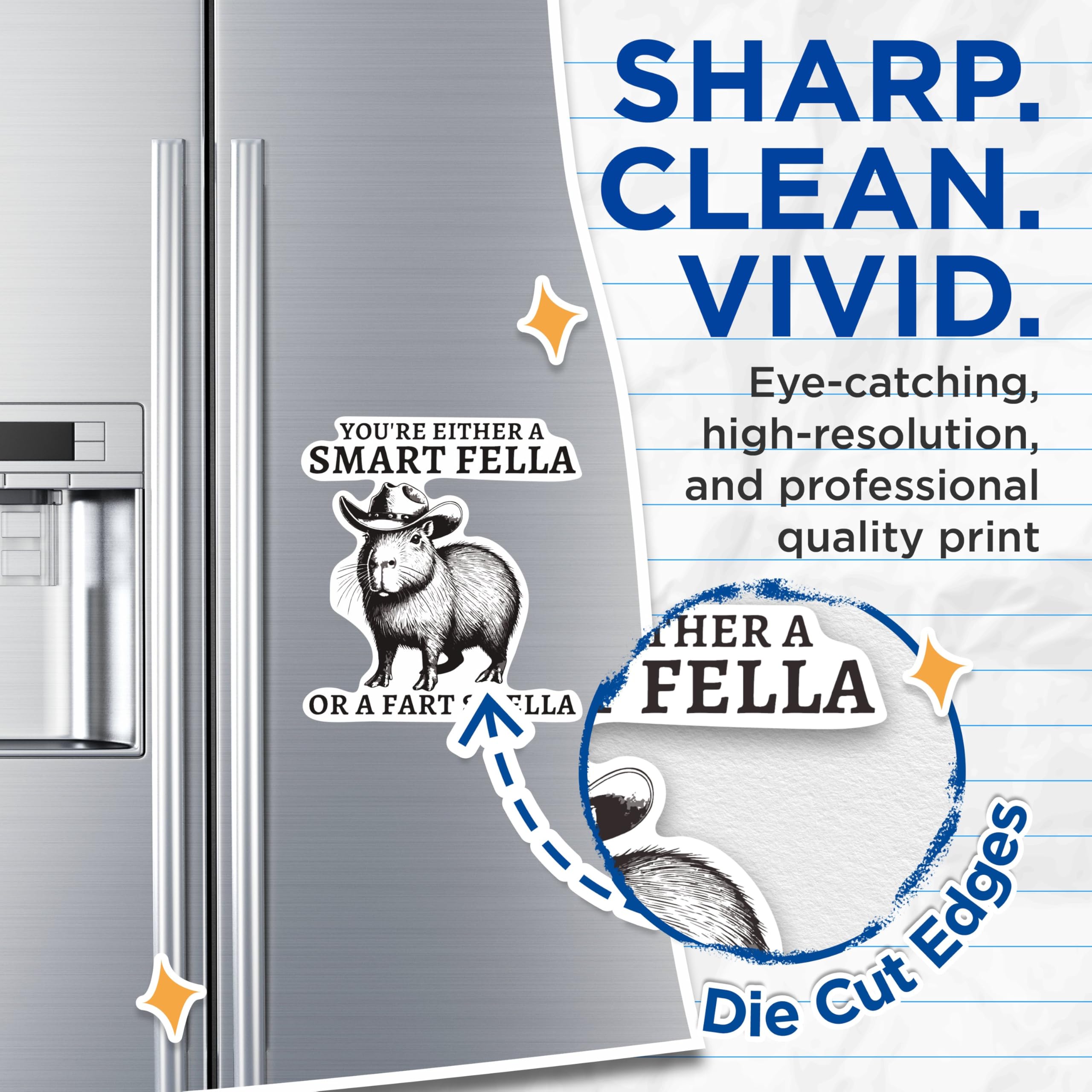 (2 Pack) You're Either A Smart Fella Or A Fart Smella Magnets - Funny Humor Comedy Magnet - 5 Inches On Longest Side - Premium Decal - for Cars, Refrigerators, Toolboxes - Made in USA - MAG2009