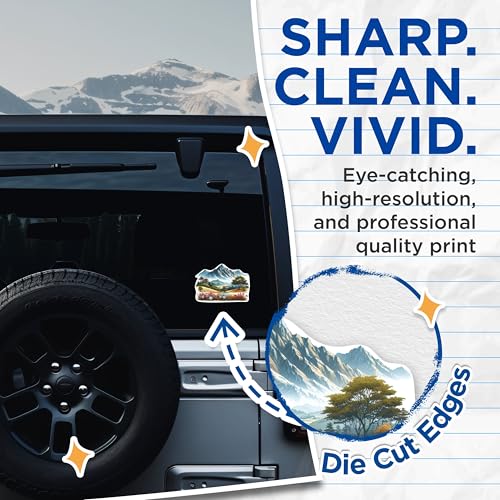 (2 Packs) Mountain Beautiful Scenery Stickers - Nature Outdoorsman Hiking Decals - 5 Inches On Longest Side - Premium Vinyl Decal - Sticks to Any Smooth Flat Surface - Made in USA - BMCS2288
