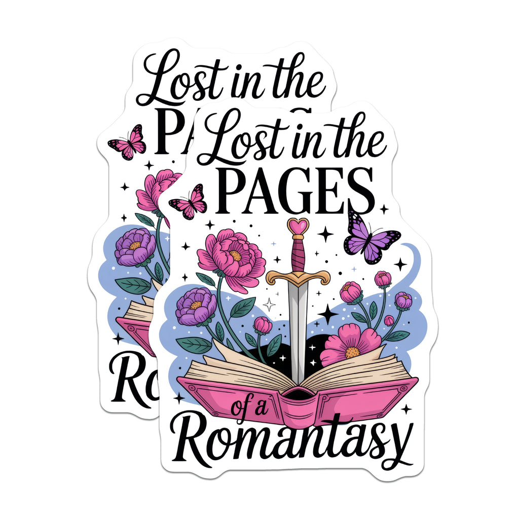 (2 Pack) Romantasy Book Lover Magnets - Lost in Pages Fantasy Decor - Bookworm Reader Accessory - Enchanted Floral Sword Item - 5 Inches On Longest Side - Thick Durable Magnet - Made in USA - MAG39667