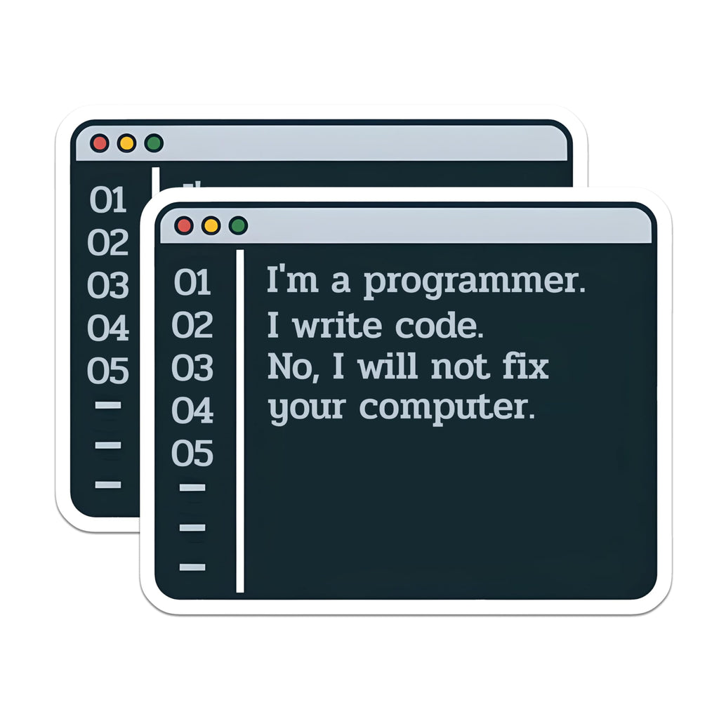 (2 Pack) I'm A Programmer Stickers - Code Writer Decals - Computer Fix Denial Humor Stickers - 5" On Longest Side - Sticks to Smooth Flat Surfaces - Made in USA - BMCS3716