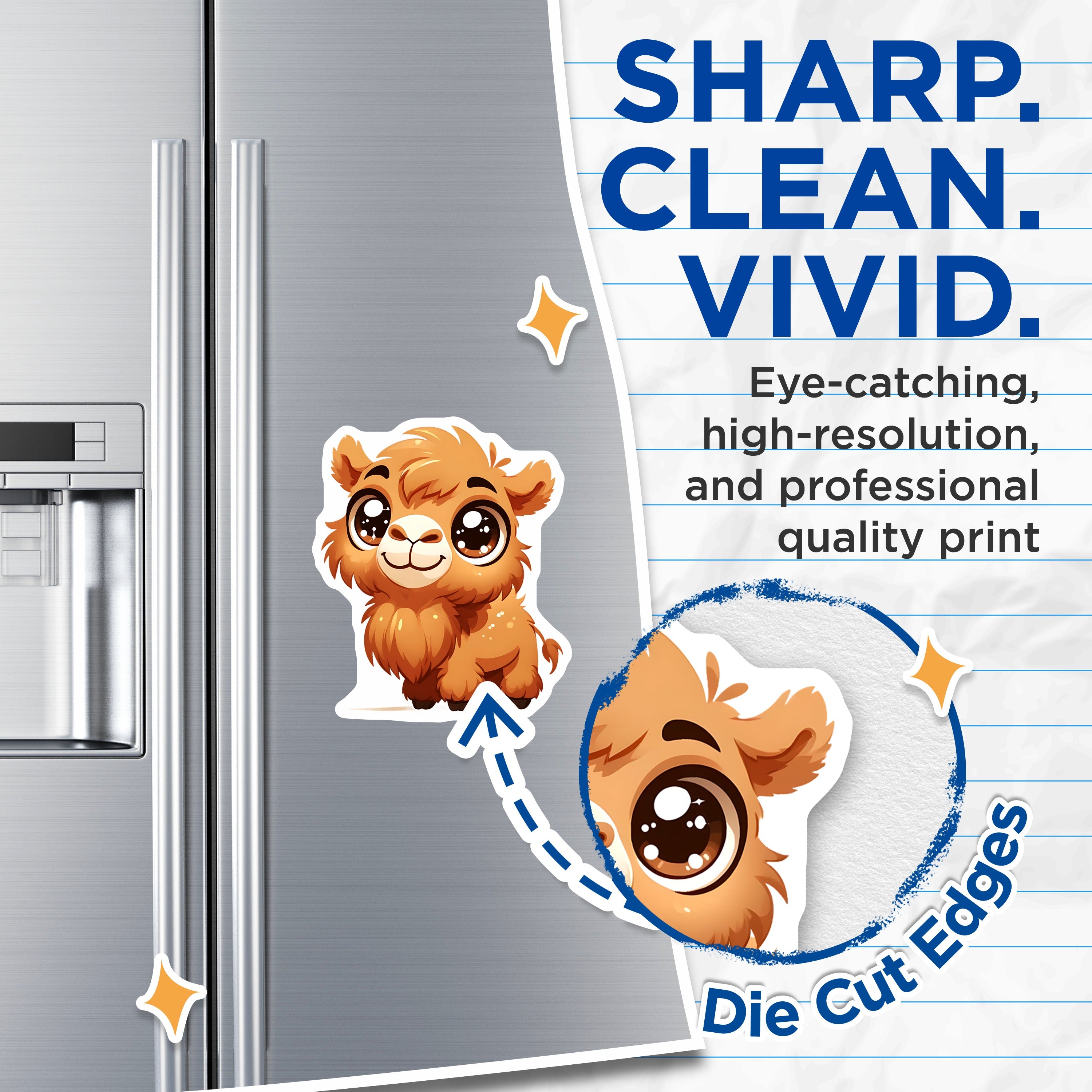 (2 Pack) Cute Big Eyed Baby Camel Magnets - Adorable Kawaii Animal Decor - Fridge Locker Nursery Room Accent - 5 Inches On Longest Side - Thick Durable Magnet - Made in USA - MAG39683