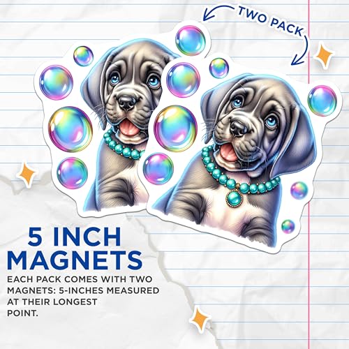(2 Pack) Dog Lover Decor Magnet - 5" On Longest Side - Sticks to Smooth Flat Surfaces - Made in USA - MAG9626