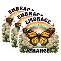 (3 Pack) Butterfly Decals - Embrace Change - Rainbow Stickers - 3 Inches On Longest Side - Easy Peel & Apply - Made in USA - 3MCS8498