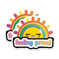 (2 Pack) Feeling Proud Stickers - Rainbow Sun - Positive Vibes Decal - 5" On Longest Side - Sticks to Smooth Flat Surfaces - Made in USA - BMCS9183