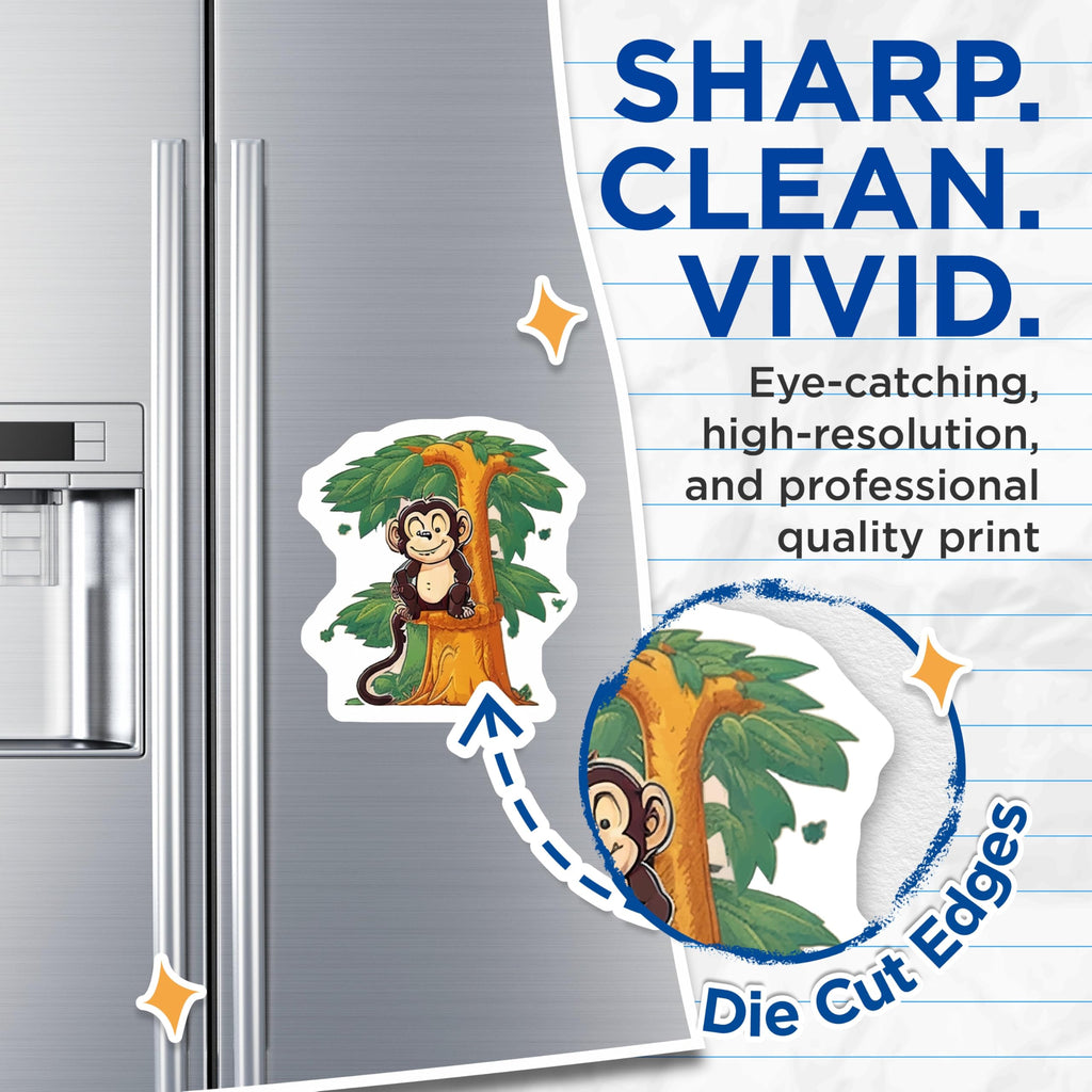 (2 Pack) Cute Monkey Magnets - Jungle Animal Decor - Refrigerator Art Accents - 5 Inches On Longest Side - Thick Durable Magnet - Made in USA - MAG22059