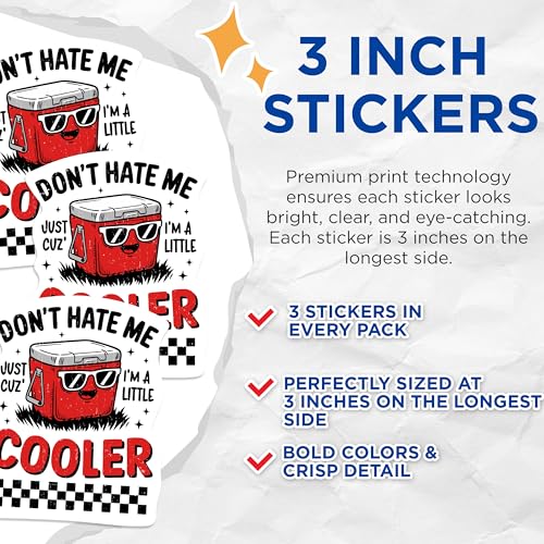 (3 Pack) Funny Cooler Decals - I'm A Little Cooler - Quirky Laptop Decals - 3 Inches On Longest Side - Easy Peel & Apply - Made in USA - 3MCS1094