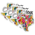 (3 Pack) Texas Decals - Floral Texas - Bow Texas Design - 3 Inches On Longest Side - Easy Peel & Apply - Made in USA - 3MCS8342
